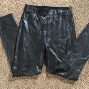 SPANX faux leather jeggings size large Tall